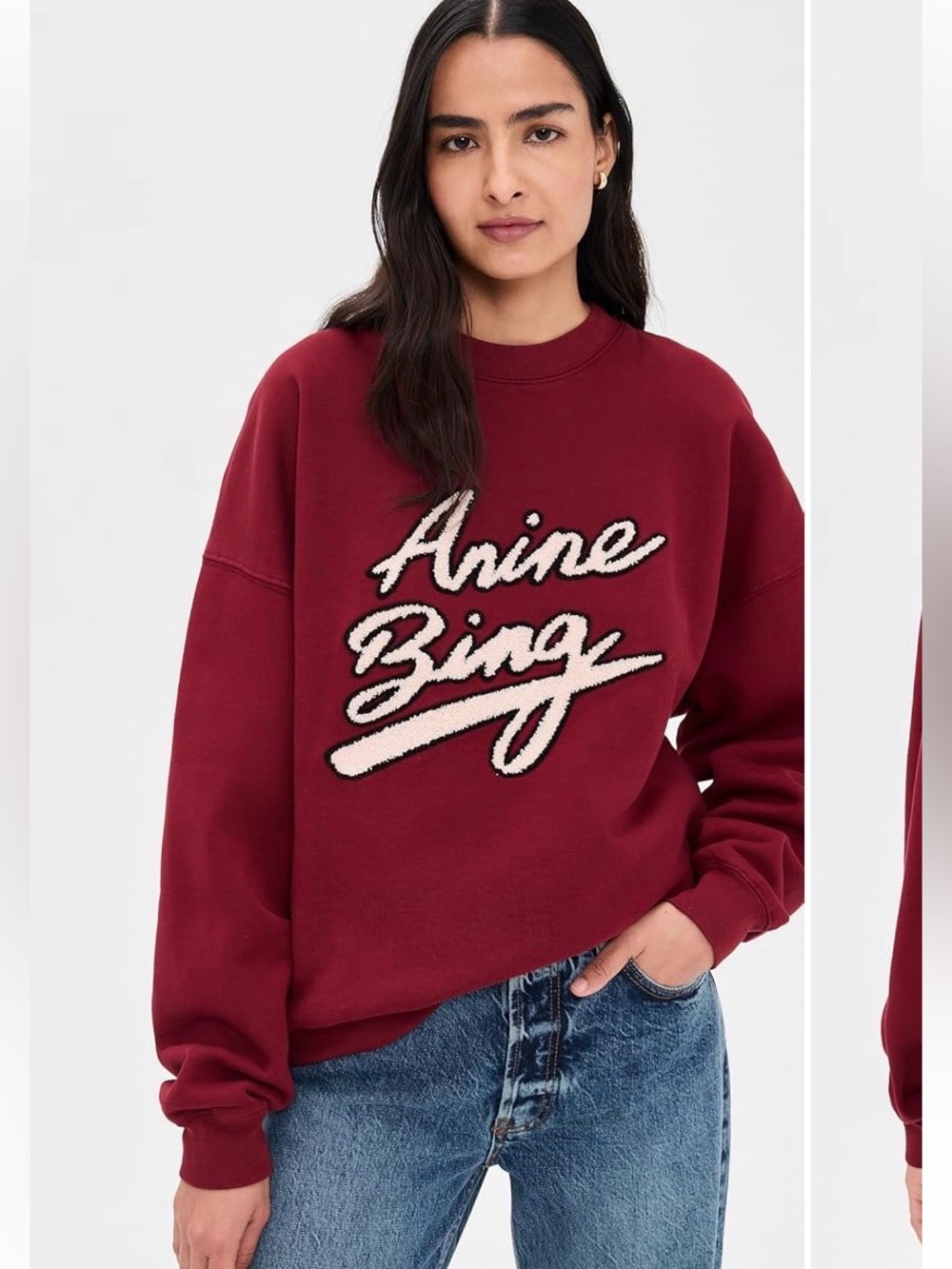 Brand 🆕 Anine Bing Miles Chenille Signature Sweatshirt - Picture 2 of 8